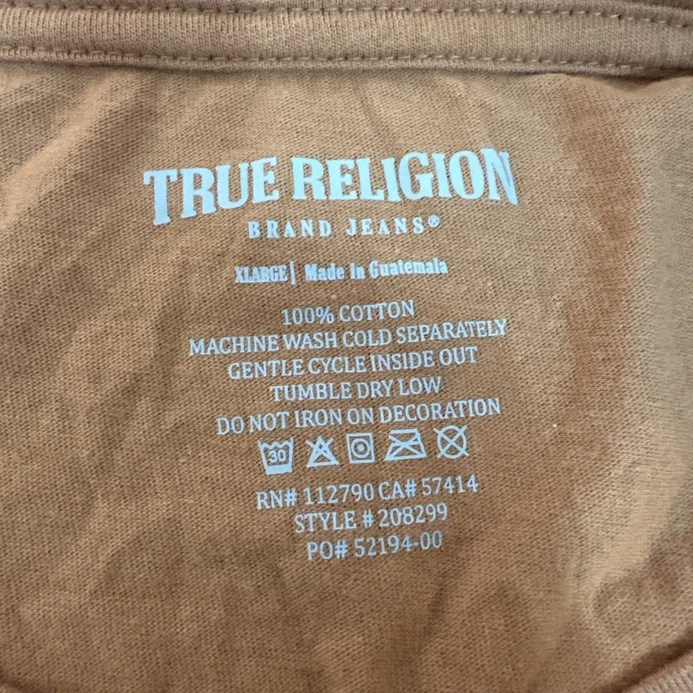 True Religion Buddha Brand Glitter Arch True Tee Mens XL Short Sleeve‎ Mandarin